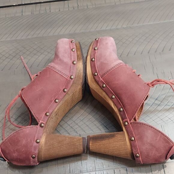 Sanita Theodora Clogs wooden heels red Sz 36/5.5-6 - Picture 6 of 13